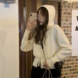 Демисезонный кардиган с молнией, сексуальная короткая толстовка с капюшоном, свитер, куртка