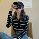 Приятный телу трикотажный свитер, облегающий крой, в западном стиле, в обтяжку, по фигуре