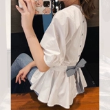 Небольшая дизайнерская летняя футболка с бантиком, корсет, французский стиль, тренд сезона