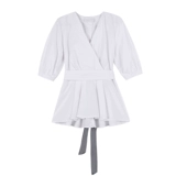 Небольшая дизайнерская летняя футболка с бантиком, корсет, французский стиль, тренд сезона