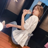 Небольшая дизайнерская летняя футболка с бантиком, корсет, французский стиль, тренд сезона