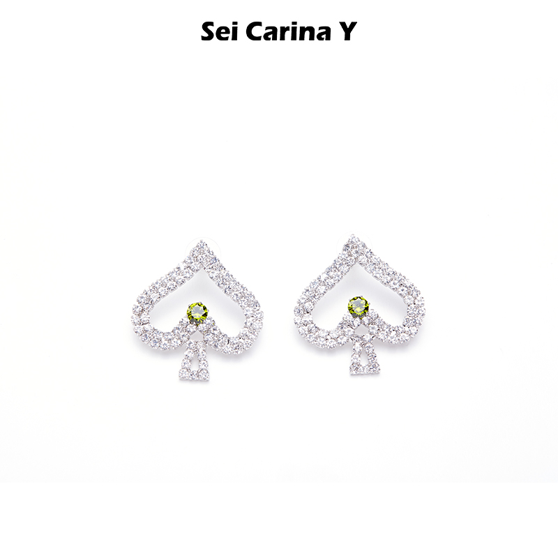 Sei CarinaY fashion poker earrings Wu Xin Qi Ink Stones with the same original design new ear decoration earshot female