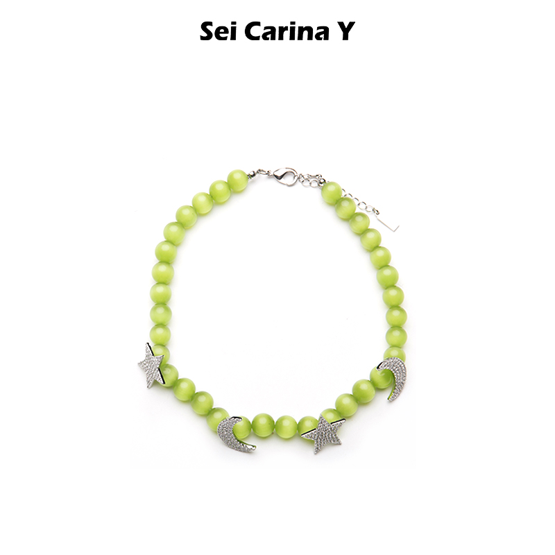 Sei Carina Y star moon cat eye stone choker Xia Han Yu Tongyu 2022 Fashion 100 Ride Tide Neck Necklace