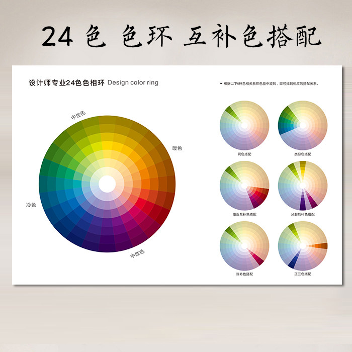 Designer color ring color card 24 color ring diagram poster teaching color children's color map color matching spectrum
