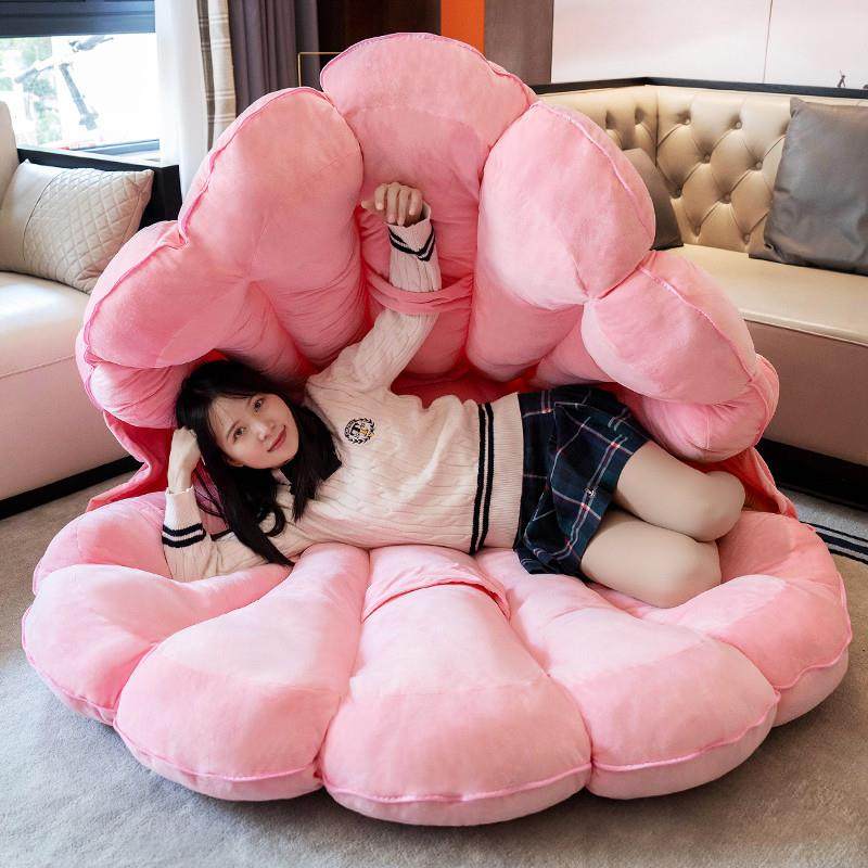 Giant Clam Shell Pillow for Lazy People to Sleep On, Extra-Large Shell Plush Toy Cushion Doll, Girls' Sleeping Bag Sofa