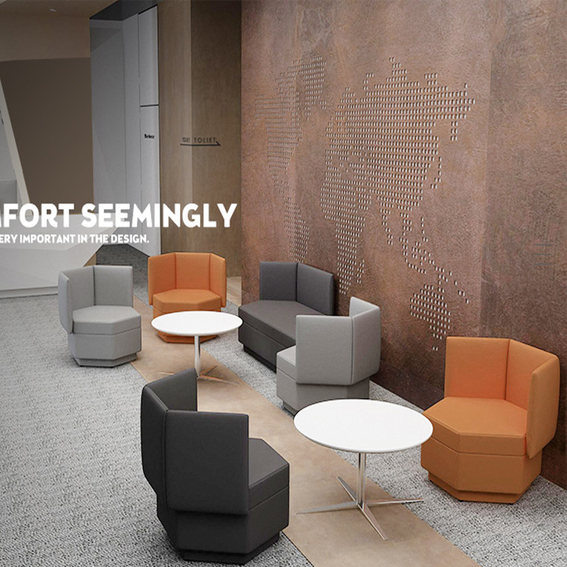 Customized creative hexagonal reception chair fashion modern leisure simple waiting area rest reception office sofa stool