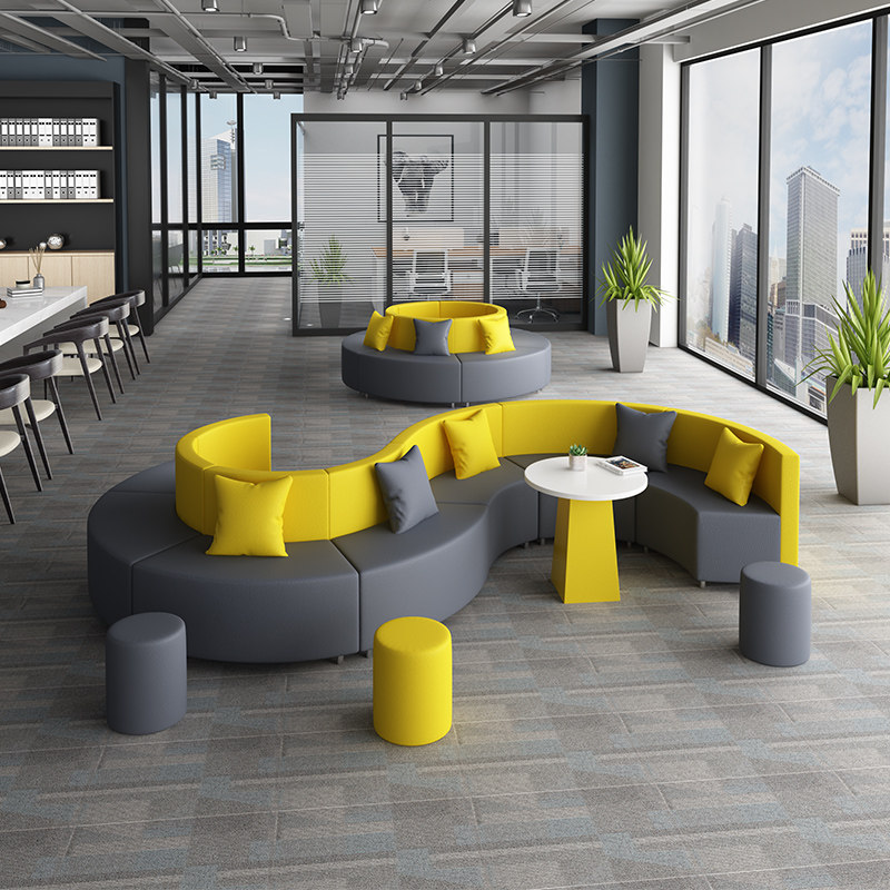 Creative office sofa lobby lounge area arc leisure training institution reception waiting area sofa