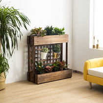 Outdoor partition flower basin frame anti-corrosion wood multi-layer mesh plastic balcony planting box Restaurant fenced flower frame