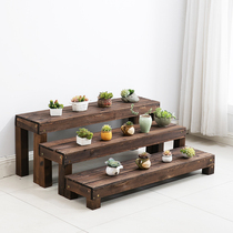 Carbon anti-corrosion solid wood stairs multi-layer meat frame indoor balcony bench replacement shoe stool