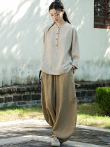 Buddhist Zen womens plain clothes Zen clothes Chinese button-down tops Buddhist worship clothes temple laymen Zen meditation clothes womens suits