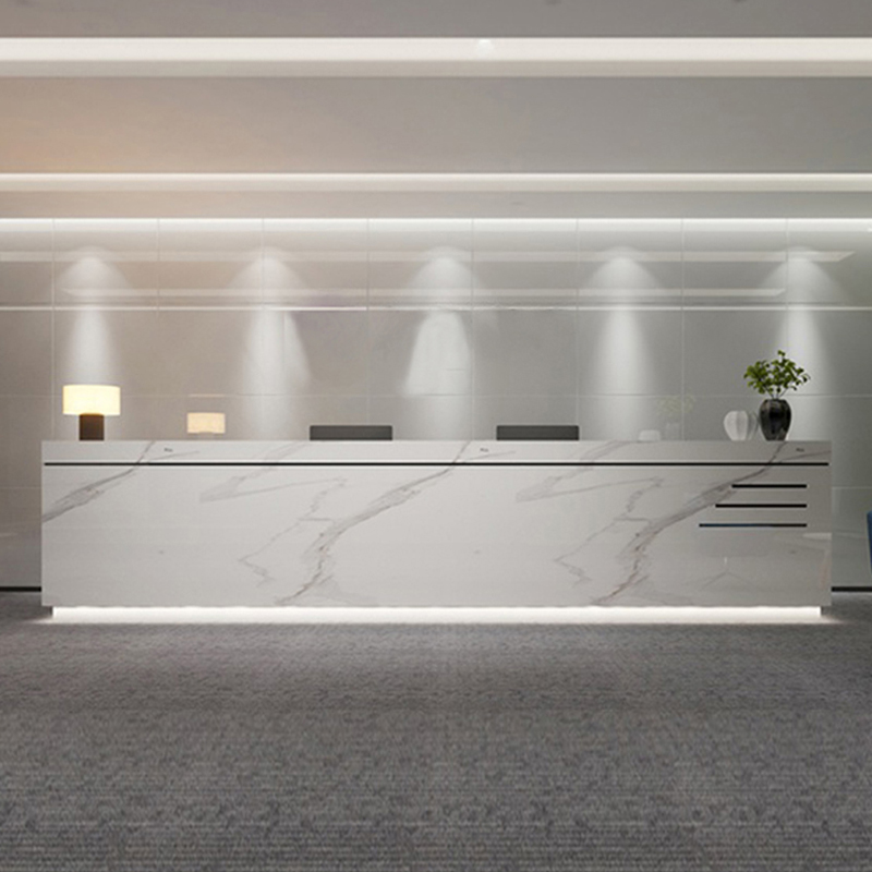 Company Marble Front Desk Reception Desk Baking Varnish Minima Modern Hotel Cashier Group Hall Rock Board Greeting Benttai-Taobao