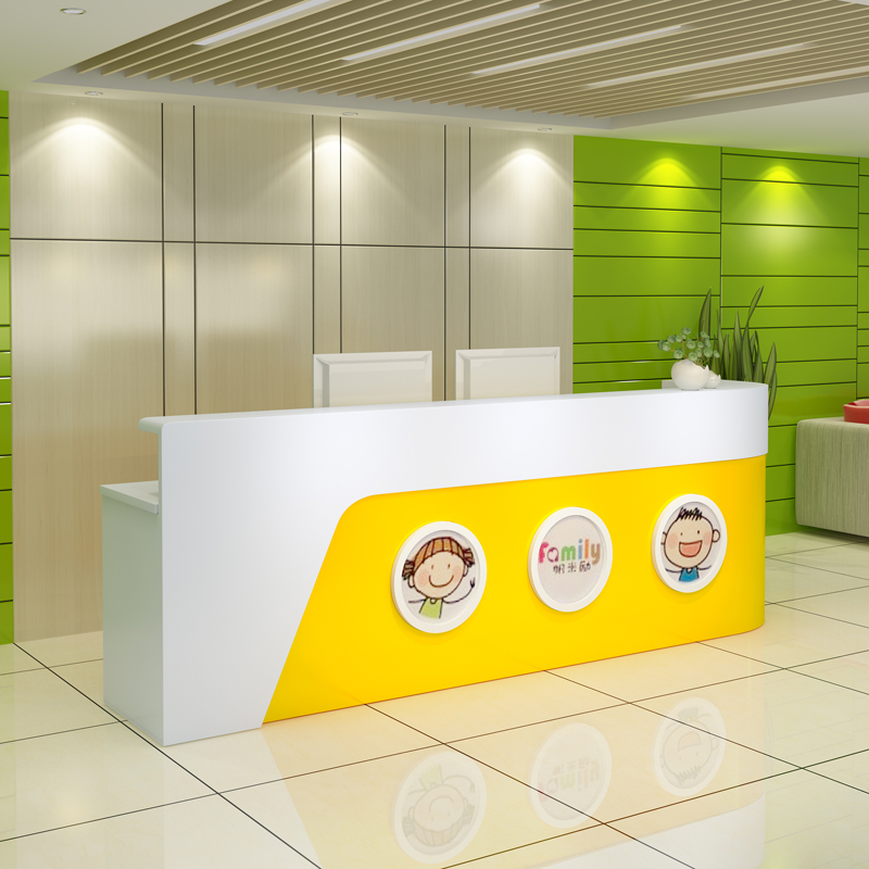 Front Desk Reception Desk Art School Kindergarten Arc Baking Paint Desk Early Education Center Training Course Bar Tailor