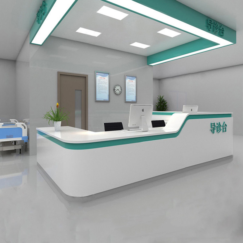 Hospital Front Desk Reception Desk Nurse Station Guide Medical Desk Brief Oral Dental Custom Corner Bar Counter Check-in Desk Pre-Check Desk