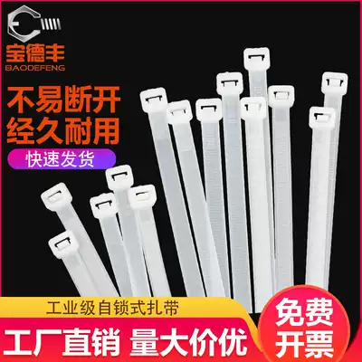 Self-locking nylon cable tie 3*80-8*500 white cable tie strong wire fixing plastic bundle