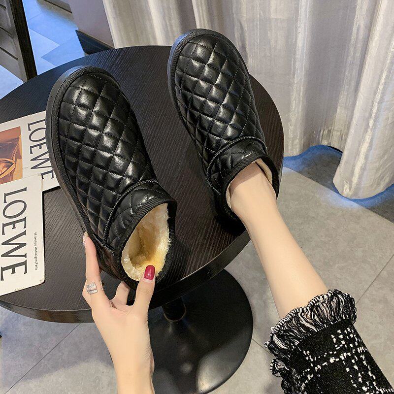 Bread shoes women's winter plus velvet warm thick anti-slip mother cotton shoes fur one pedal old Beijing cloth shoes