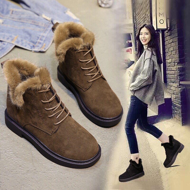 Mother's two cotton shoes women's winter plus velvet warm non-slip soft bottom fur one short tube snow boots old Beijing cloth shoes