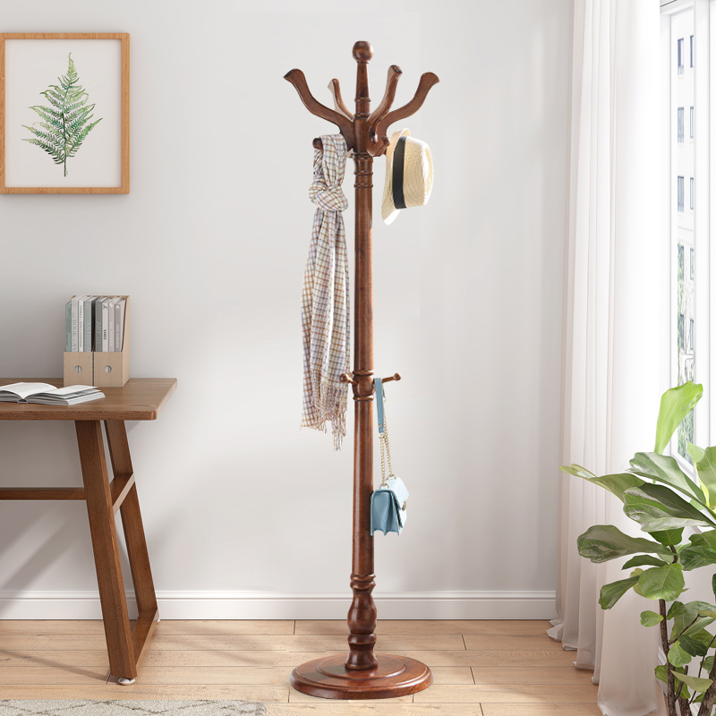 European style hanger floor solid wood coat rack simple modern vertical bag rack bedroom home net red clothes rack