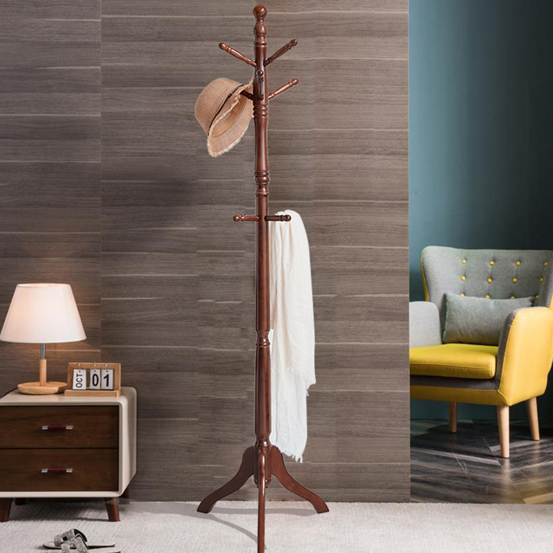 Solid wood hanger floor simple household clothes bag rack simple modern bedroom beech wood hanger single rod coat rack