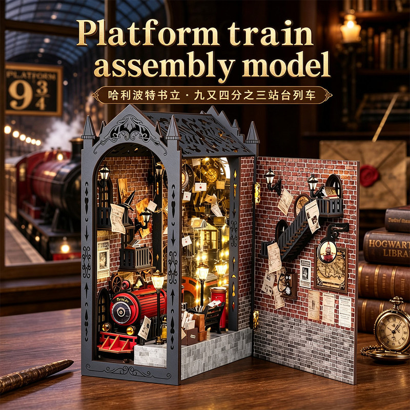 Harry Potter Merchandise Platform 9¾ Bookend Assembly Building Block Model Handmade DIY Graduation Gift