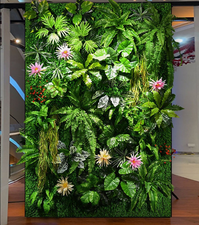 Simulation plant wall custom green plant fake flower balcony green artificial turf surrounding landscaping bionic background wall decoration