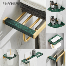 Bathroom towel rack Gold Nordic Copper bath towel rack Bathroom shelf Light luxury Marble hardware pendant set