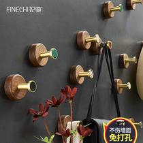 Punch-free clothes hanger wall hanging rack cloak hook light lavish and free of marks Sticky Hook Walnuts Wood Hanging Clothes Hook Wall-mounted Wall