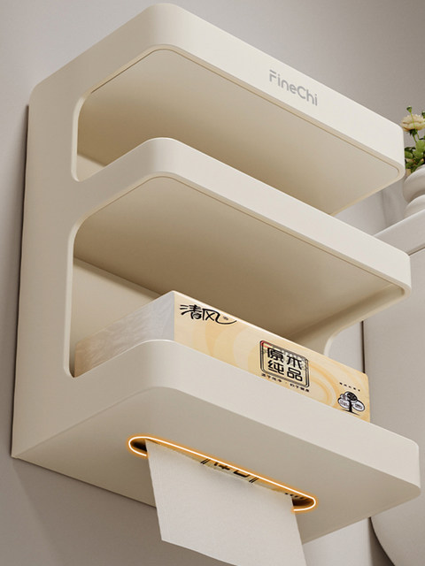 Finechi Bathroom Toilet Paper Waterproof Punch-Free Toilet Tissue Box Toilet Roll Paper Space Aluminum Storage Rack