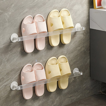 Bathroom No-Drill Slipper Rack, Bathroom Storage Rack, Shoe Storage Organizer, Toilet Wall-Mounted Hanging Rack, Drainage Rack