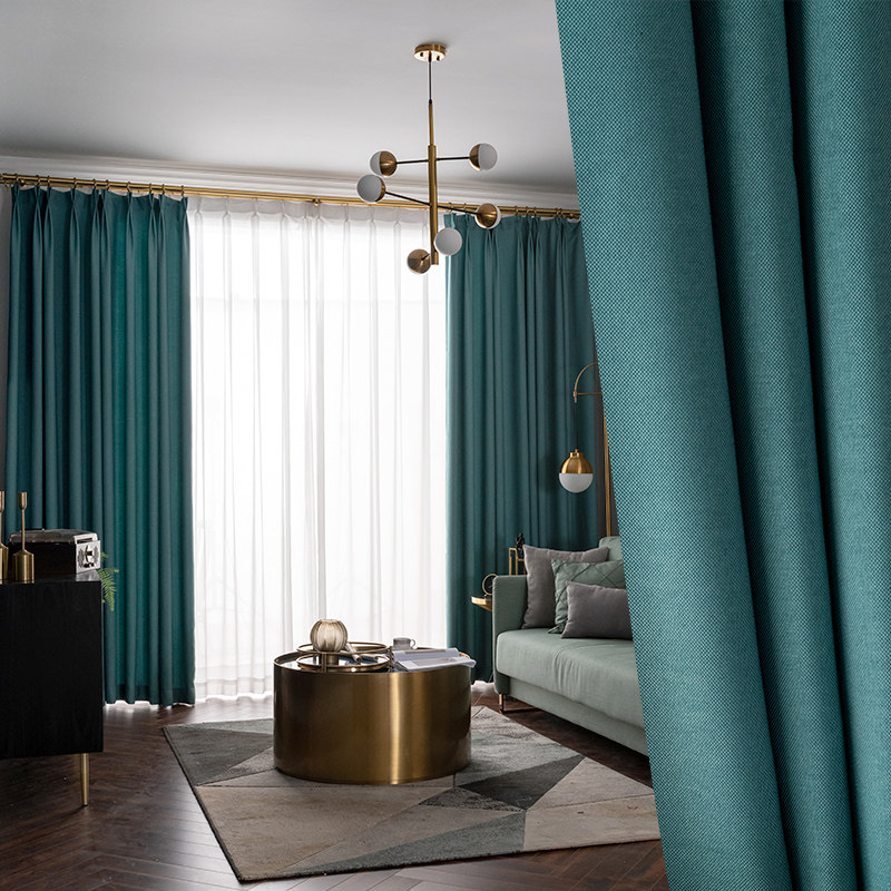 Custom curtain insulation sun covering modern simple, light color pure color vertical black velvet hemp living room balcony bedroom