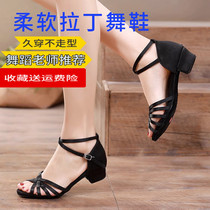 Latin dance shoes for girls and children soft-soled practice shoes for children and adults ballroom dance beginners cha-cha middle heel dance