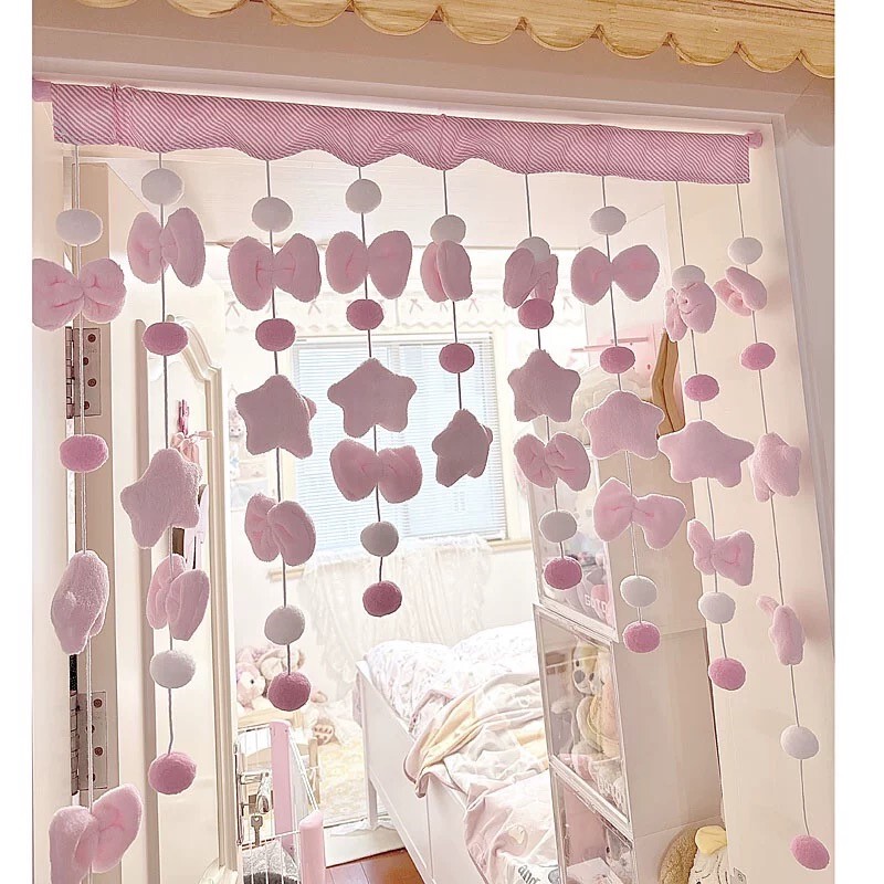 Girly Bedroom Door Curtain Partition Curtain Living Room Door Decoration Hanging Curtain Accessories No-Drill Girls' Children's Room Hanging Curtain Girly Bedroom Door Curtain Partition Curtain Living Room Door Decoration Hanging Curtain Accessories No-Drill Girls' Children's Room Hanging Curtain