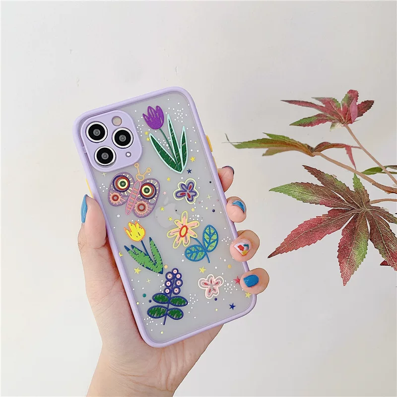 Кейс с 3D рельефным рисунком цветок для iPhone 11 Pro Max X XS MAX 7 8 Plus SE2020, мягкий бампер, прозрачный