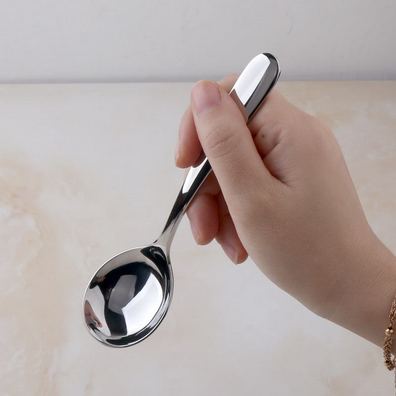 lediar stainless steel spoon deepened large spoon household spoon tableware children's soup spoon eating spoon long handle thickened round