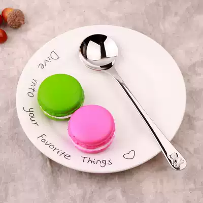 lediar stainless steel children's soup spoon Portable children's tableware Cartoon small round spoon rice spoon deepened small spoon