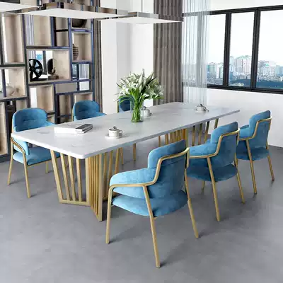Marble meeting table and chair combination simple modern desk long table light luxury Workbench reception meeting table