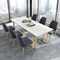 Nordic marble conference table and chair combination Long table Simple modern office desk Light luxury workbench meeting negotiation table
