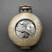 Quasi-old clockwork pure bronze Huaiyang painting mechanical table clamshell table West retro walk