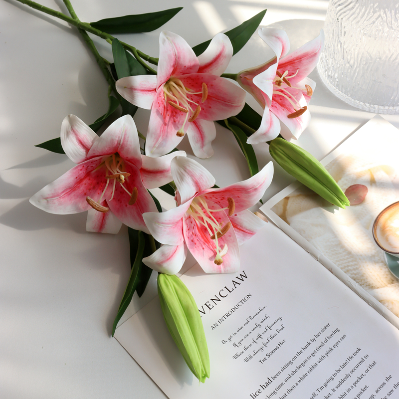 Washable 2021 new upscale fake lily simulation flower Living room table decoration Furnishing Plastic Flowers Wedding Celebration