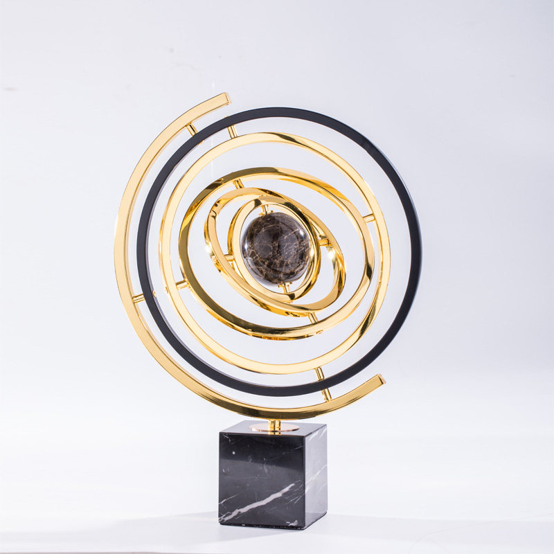 《Rotating World》Light luxury marble home globe living room decoration modern office desktop ornaments