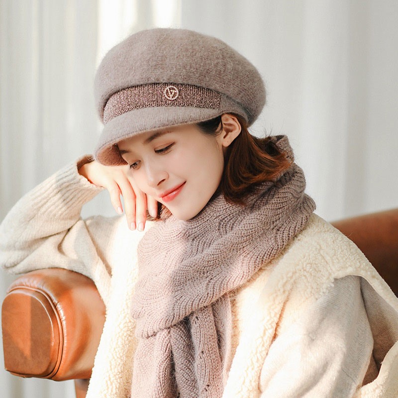 Women's hat suitable for short hair band Winter hat Women's fashion Western style women's hat Winter wool hat fashion bud hat tide