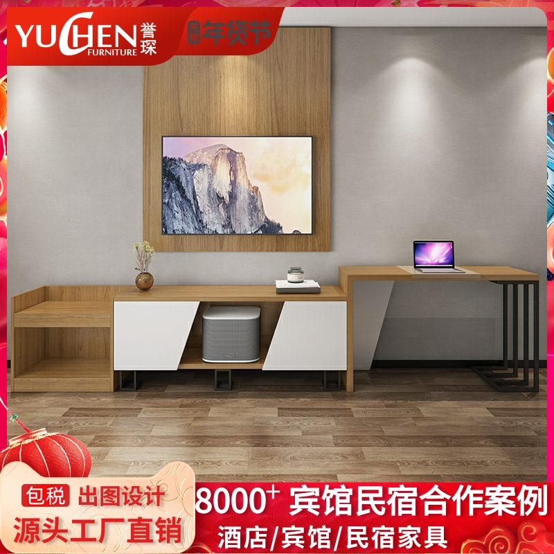 Hotel room apartment furniture simple full set of table conjoined shelf bedside table desk TV cabinet combination
