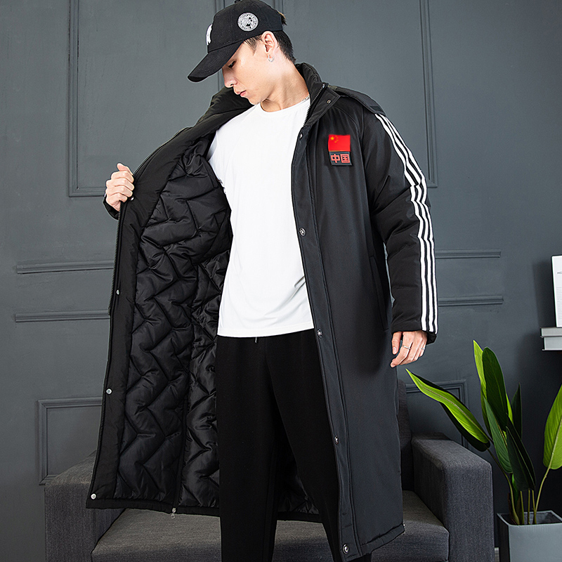 Winter sports coat men's long over-the-knee thick cotton-padded coat national team cotton-padded jacket physical training cotton-padded women's winter training coat