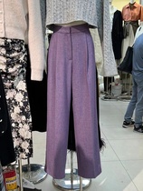 Thirteen Lines Korean version 2022 winter new loose casual high waist thin woolen suit pants wide leg pants trousers women