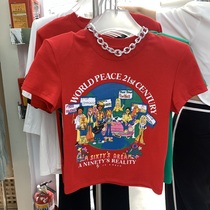 one one Korean version summer new 2022 Dongdamen casual all-match slim fit portrait print short T-shirt