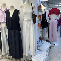 South Korea Donggate 2023 Spring of 2023 with knitting vest high waist drawing straight casual pants suit woman