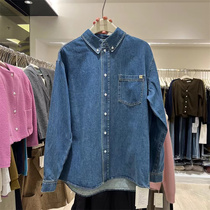 Feiding Korean version of autumn and winter new retro Hong Kong style loose casual all-match long-sleeved denim shirt womens trendy