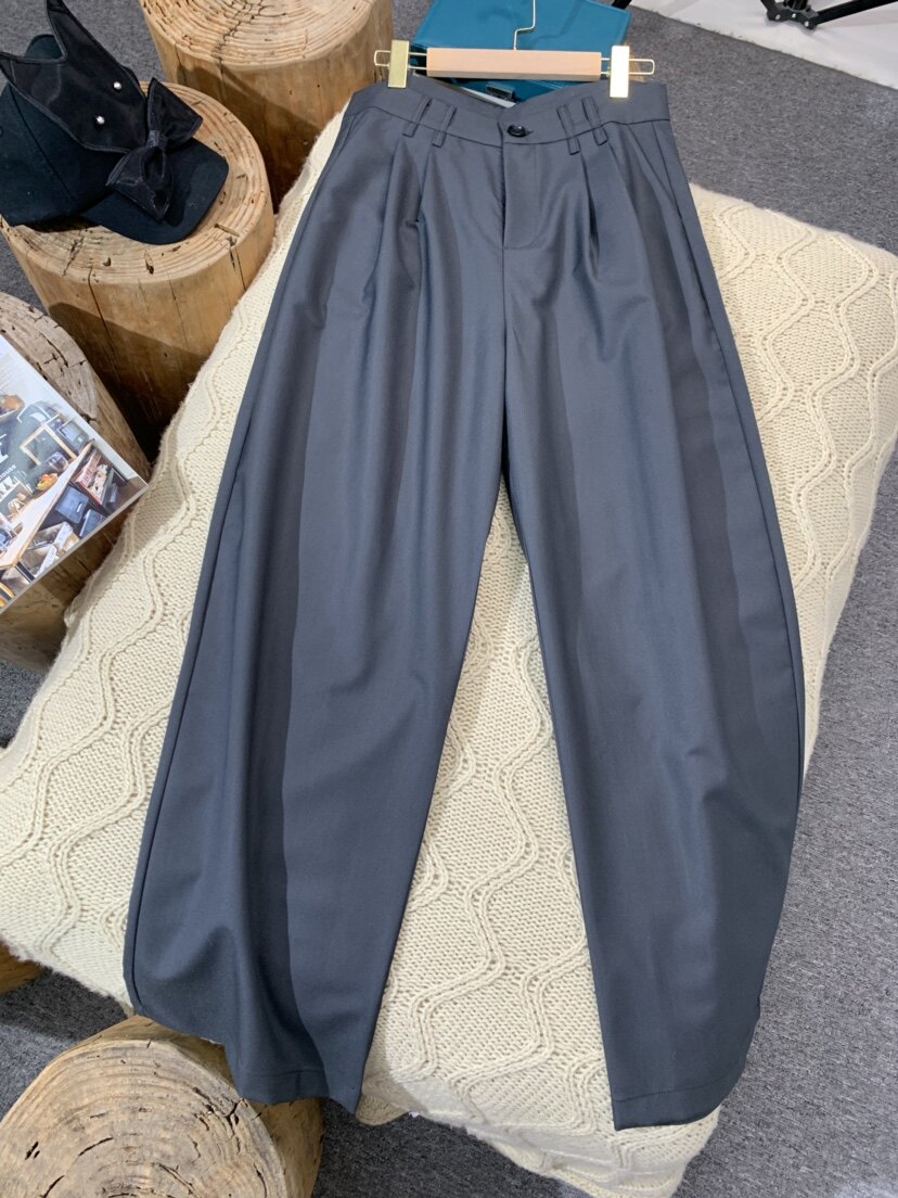 2022 Black Wide Pants Children Autumn Money Loose Casual Tug Pants High Waist Conspicuously Slim Spring Autumn Straight Silo Western Dress Pants