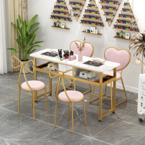 Net red nail table and chair set single double small European marble new nail table special price economy