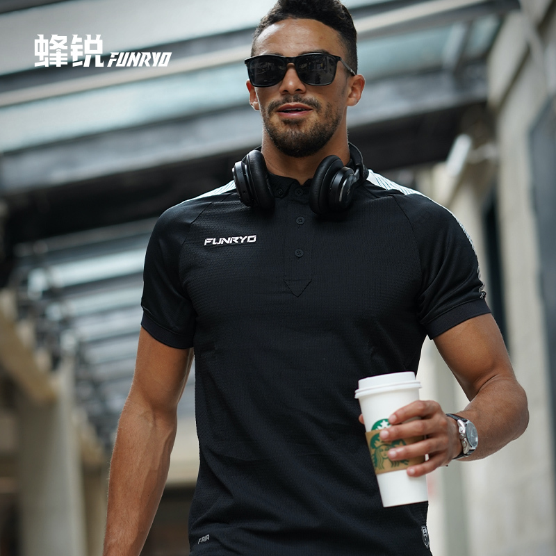 Funry Sports Polo Shirt Football Casual Lapel Breathable Sweat-Wicking Natural Power Series Short-Sleeved T-Shirt