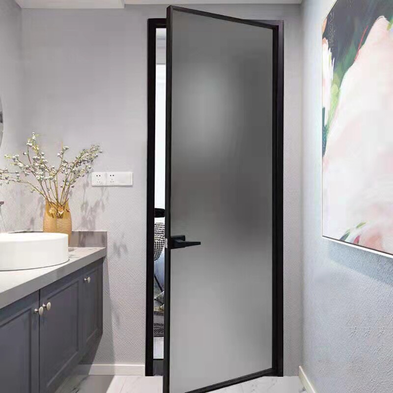 New Ultra-Narrow Sliding Door with Ultra-Clear Changhong Glass, Ultra-Narrow Bathroom Door, Toilet Door, Kitchen Door, Titanium-Magnesium Alloy